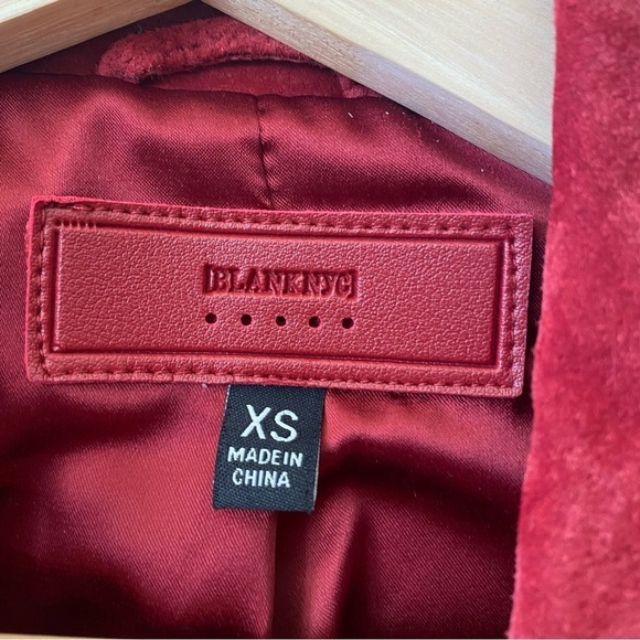 Anthropologie || Blank NYC Suede Leather Double Breasted Blazer Red XS NWT - Picture 5 of 10